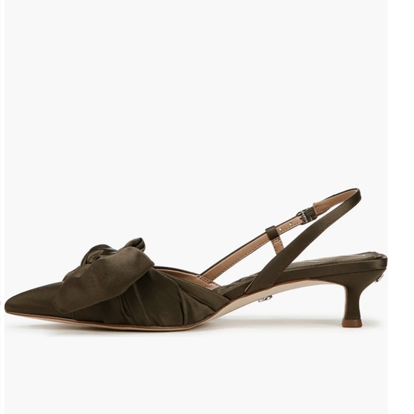 Sam Edelman Treena Bow Plissé Pointed Toe Kitten Heel Sandal - Picture 3 of 16